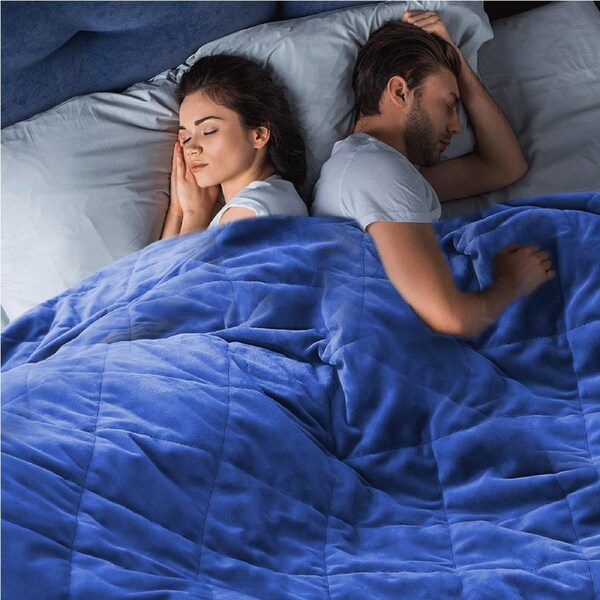 DreamZ Anti-Anxiety Weighted Blanket 9kg Single/Double Blue 202x151cm, 9KGS