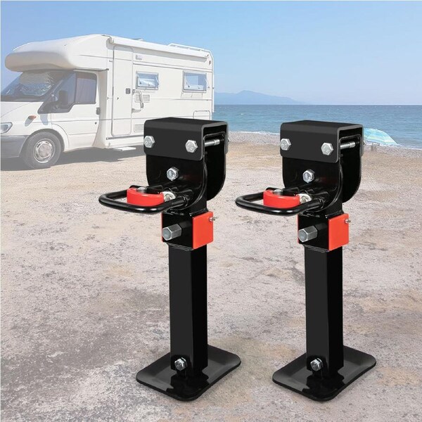 Manan 2X 400mm Drop Down Corner Stabilizer Jack 1200LB Black, 2 pcs