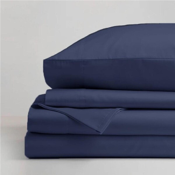 1500 Thread Count Premium Cotton Blend Sheet Set Indigo Fitted Sheet Queen