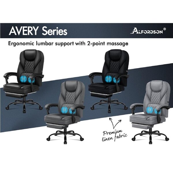 ALFORDSON Massage Office Chair Executive Computer Seat Racing Work Recliner PU Leather - Black