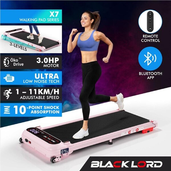 BLACK LORD Treadmill Electric Walking Pad Incline Shock Absorbers Home Gym X7-Pink