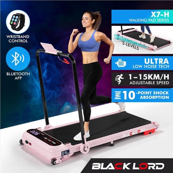 BLACK LORD Treadmill Electric Walking Pad Incline Shock Absorbers Home Gym X7-H w/ Foldable Handrail-Pink
