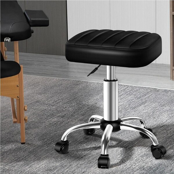 ALFORDSON Salon Stool Backrest Swivel Barber Hair Dress Leather Chair Lina Black w/o Backrest