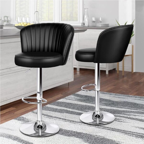 ALFORDSON Bar Stools Dylan Kitchen Swivel Chair Gas Lift Leather x2/x4 Black x 2