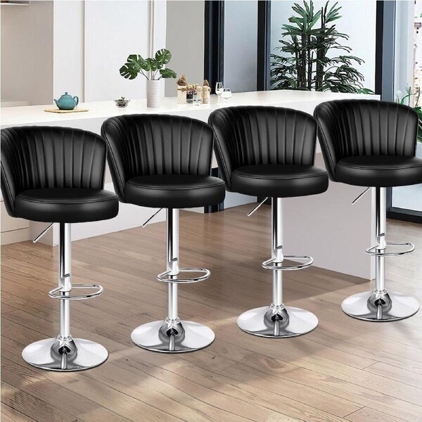 ALFORDSON Bar Stools Dylan Kitchen Swivel Chair Gas Lift Leather x2/x4 Black x 4