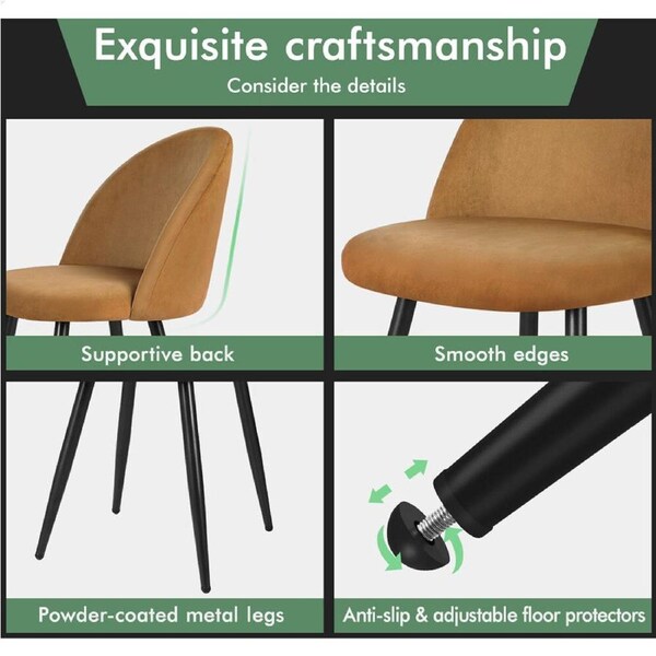 ALFORDSON Dining Chairs Kitchen Accent Lounge Velvet Seat Metal x2/x4 Grey x 4