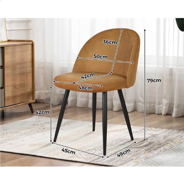 ALFORDSON Dining Chairs Kitchen Accent Lounge Velvet Seat Metal x2/x4 Brown x 2