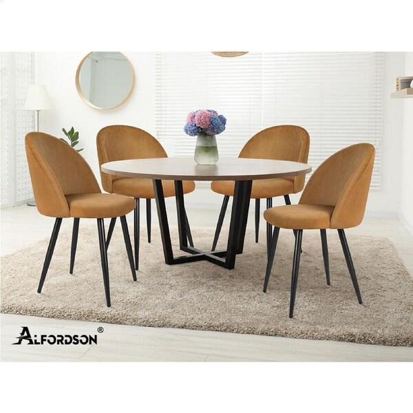 ALFORDSON Dining Chairs Kitchen Accent Lounge Velvet Seat Metal x2/x4 Brown x 4