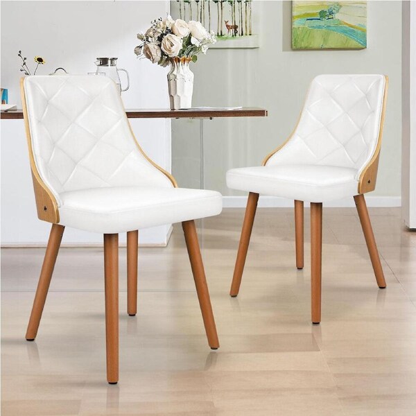 ALFORDSON 2x/4x Dining Chairs Kitchen Lounge Padded Tufted Glossy PU Leather White x 2