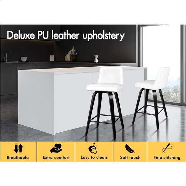 ALFORDSON Swivel Bar Stools Bailey Kitchen Wooden Dining Chair 2x/4x All Black x 2