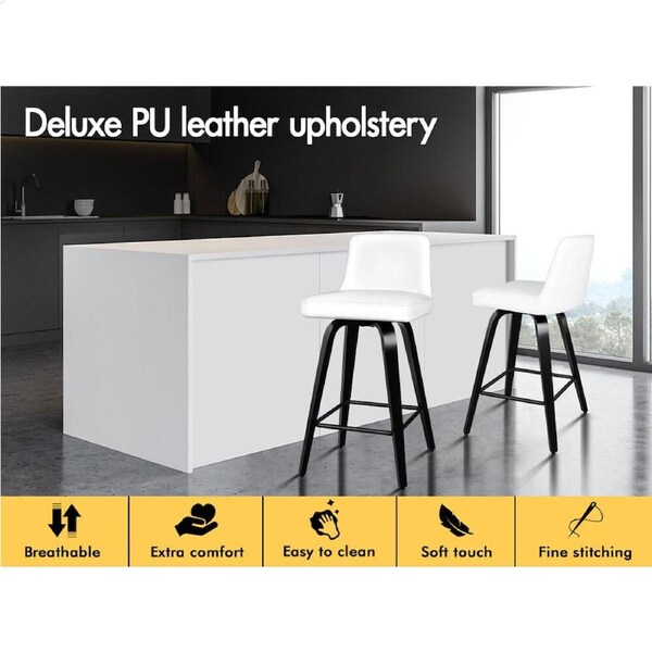 ALFORDSON Swivel Bar Stools Bailey Kitchen Wooden Dining Chair 2x/4x All Black x 4