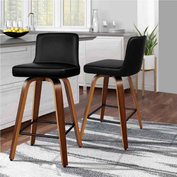 ALFORDSON Swivel Bar Stools Bailey Kitchen Wooden Dining Chair 2x/4x Black x 2