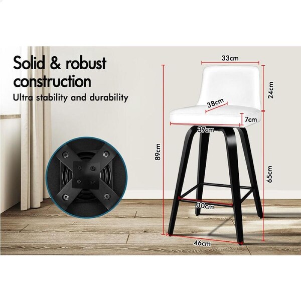 ALFORDSON Swivel Bar Stools Bailey Kitchen Wooden Dining Chair 2x/4x White Black x 2