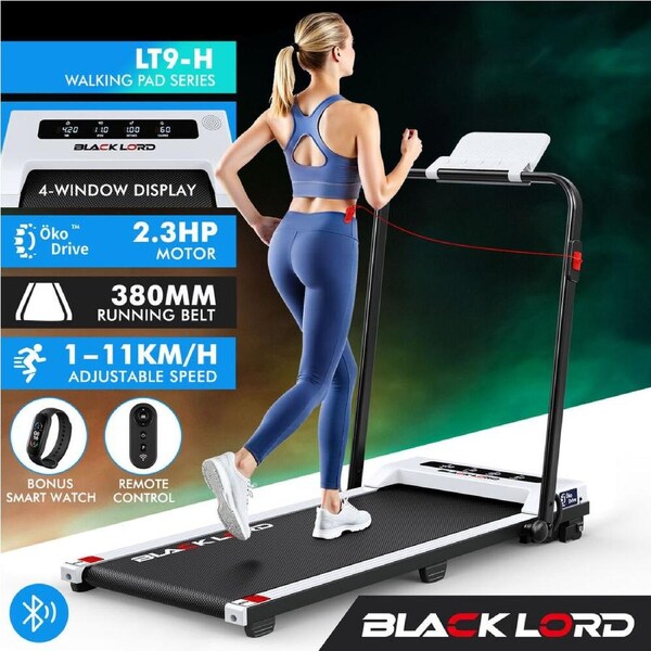BLACK LORD Treadmill Electric Walking Pad Under Desk Home Office Fitness 380mm White with handle