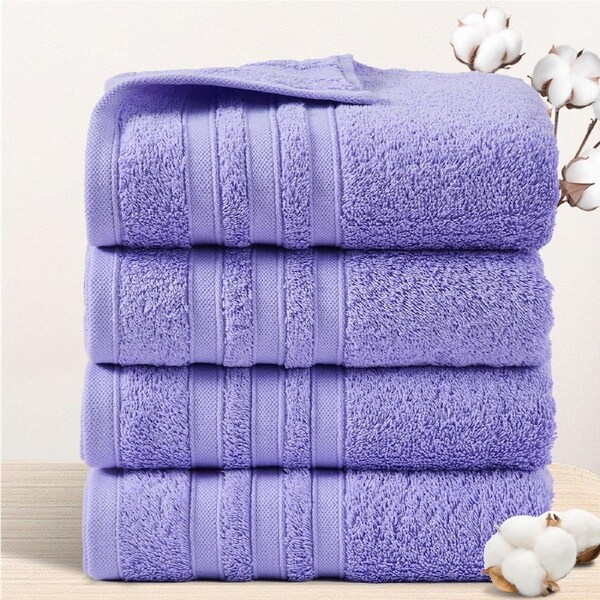 LINENOVA 4Pcs 100% Cotton Bath Towels Set 450GSM 6 Colours For Choice - 65x130cm Charcoal