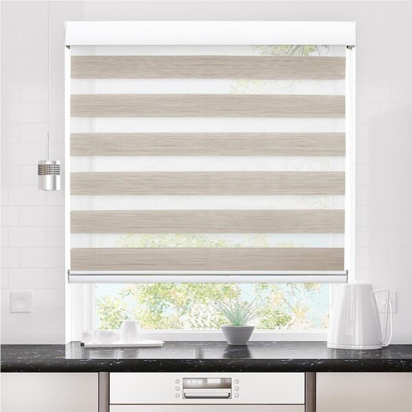 Marlow Blackout Zebra Roller Blind Sheer Curtains Double Window Sunshade Modern 90 x 210cm / Grey