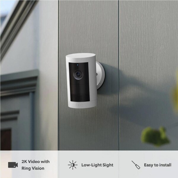 Ring Outdoor Security Camera Plus Battery - White White