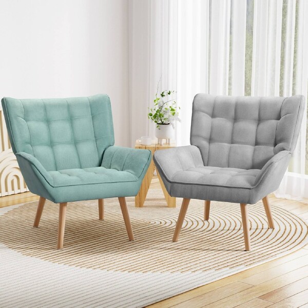 Artiss Armchair Blue Linen Fabric Cindy Blue