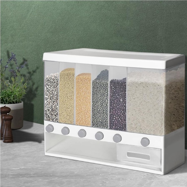 Toque Cereal Dispenser 10/12L Auto Grain Storage Box 10kg / White Square