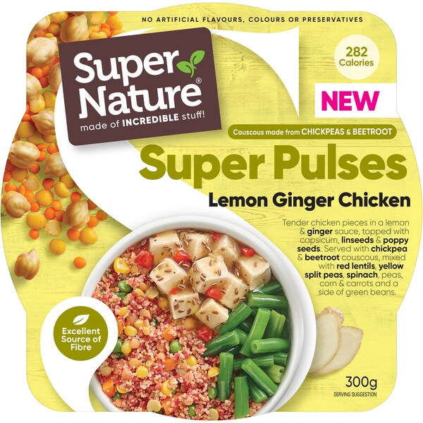 Super Nature Super Pulses Lemon Ginger Chicken Frozen Meal 300g
