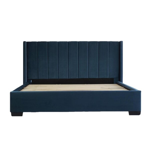 Bed Frame (Super King, King, Queen, Double) - Mayfair Blue Velvet King / Black Legs
