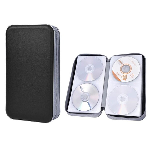 40pcs / 80pcs Capacity Portable CD DVD Bag Wallet Disc Storage Case Box Holder Hard Shell 5 Colours X1 Black / 80pcs