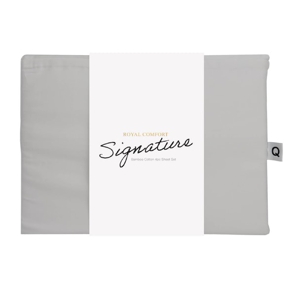 Royal Comfort Signature Bamboo Cotton Sheet Set Premium Bedding Grey / Single