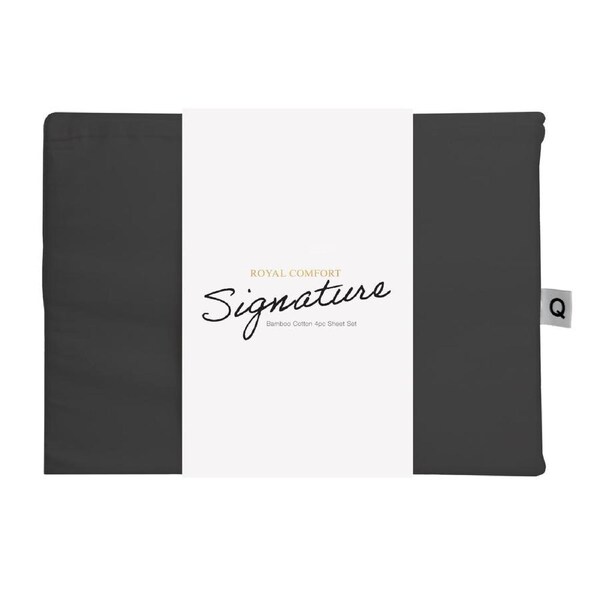 Royal Comfort Signature Bamboo Cotton Sheet Set Charcoal / Double