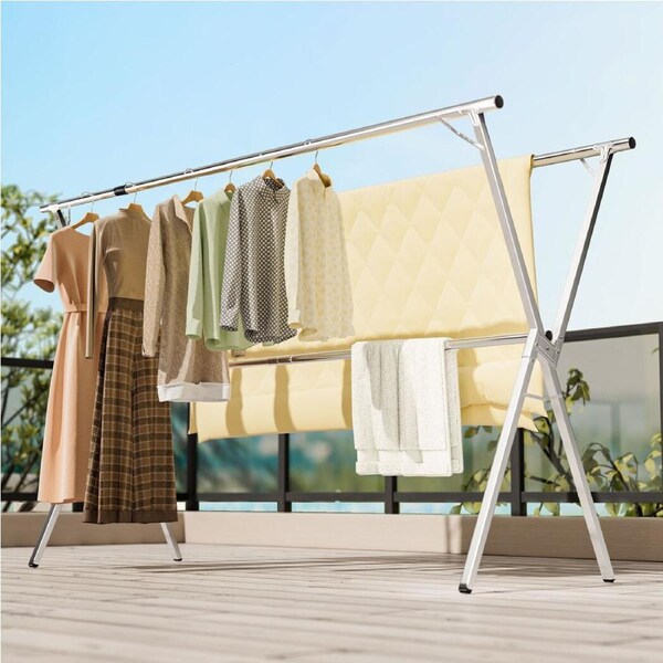 Levede Clothes Drying Rack Garment Extendable Airer Laundry Adjustable Foldable 2.4M