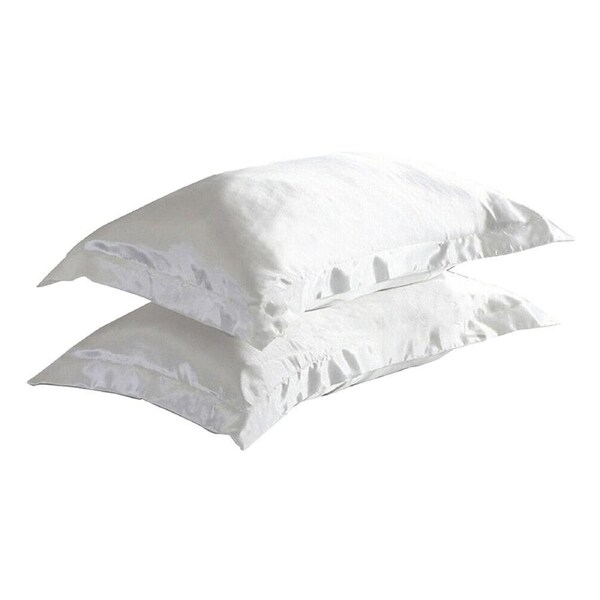 2pcs Silk Satin Pillow Case Cover Standard White