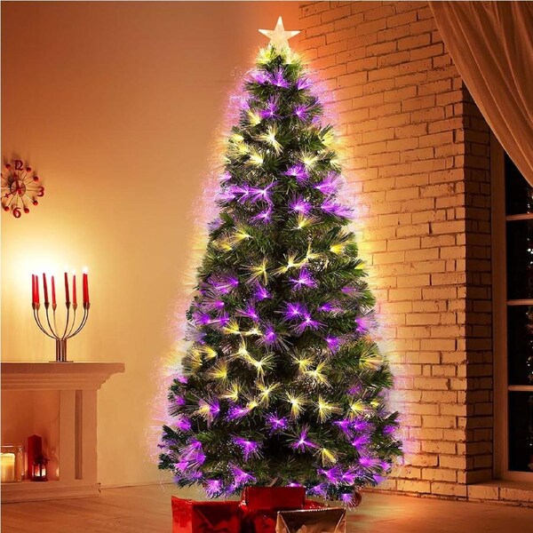 Santaco LED Christmas Tree Slim Snowy Fibre Optic Lights 1.5m 1.8m 2.1m 2.4m 2.1m / Fibre Optic