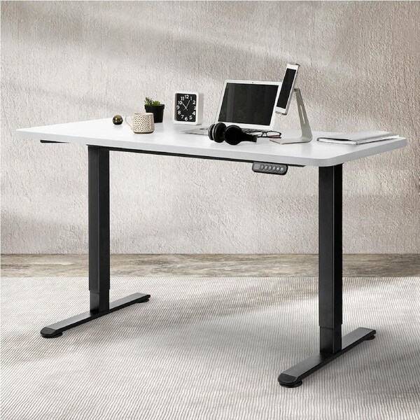 Levede Standing Office Desk Electric Motorised Height Adjustable Table Laptop Dual Motor-120cm Black+White Set / Black+White Set
