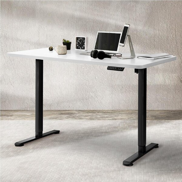 Levede Standing Office Desk Electric Motorised Height Adjustable Table Laptop Single Motor-120cm Black+White Set / Black+White Set