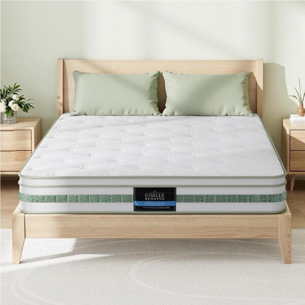 Giselle Bedding Green Tea Foam Pocket Spring Mattress Bed Hybrid Mattresses Queen