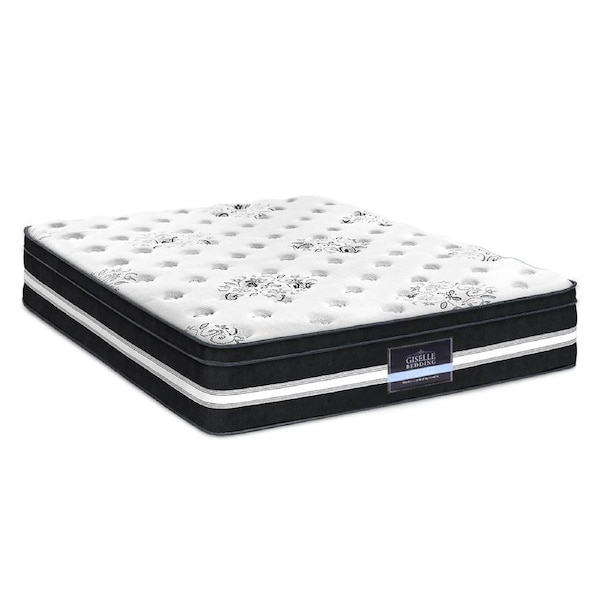 Giselle Mattress Queen Double King Single Pocket Spring Mattresses Euro Tight Pillow Top 34cm Donegal - Double