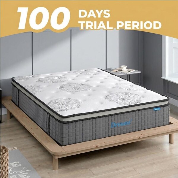 35cm DreamZ Spring Mattress 7-Zone Euro Top Medium Firm All Size, 100-Day Trial Period King Single