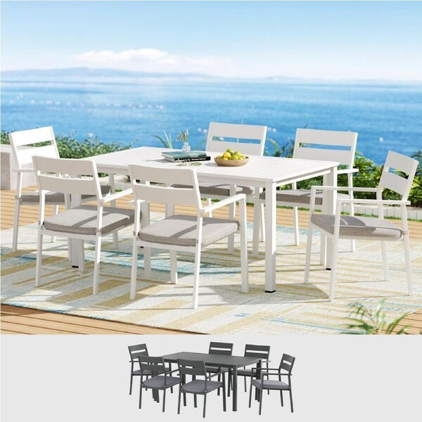 Gardeon 7 Piece Outdoor Dining Set Aluminum Table and Chairs Patio Furniture Garden Black