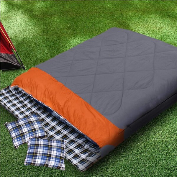 Mountview Sleeping Bag Single Double Bags Outdoor Camping Hiking Thermal Winter Double / Type F - Grey