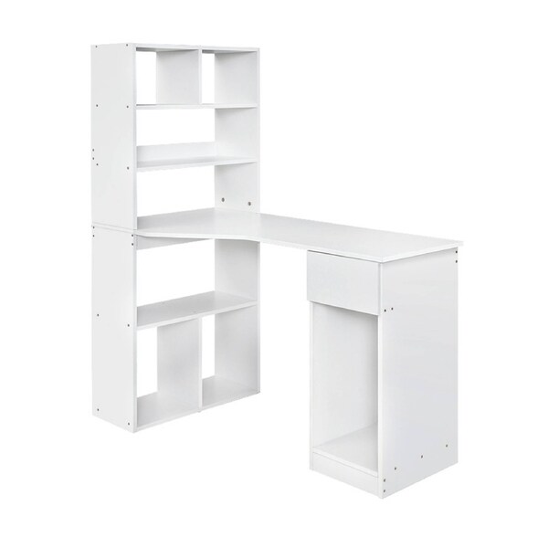 Artiss Computer Desk Office Study Desks with Bookshelf Drawer Cabinet 120CM Whtie