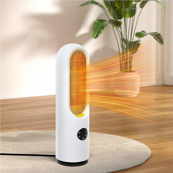 Spector Electric Heater Ceramic Tower Portable Oscillating Remote Control 1200W Large Air Outlet Model