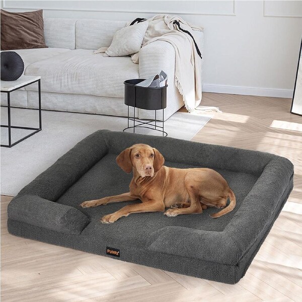 PaWz Pet Bed Memory Foam Cushion Dog Cat Sofa Mattress Washable Removable Grey / 90 x 64 x 18cm