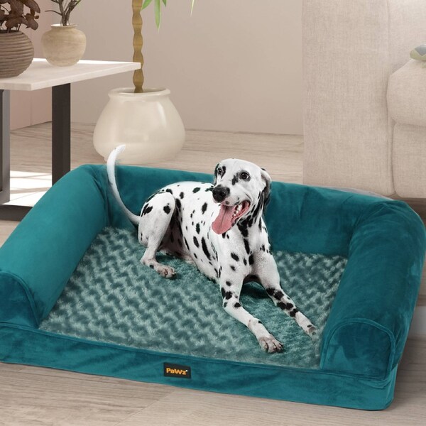 Pawz Pet Calming Bed Memory Foam Orthopedic Dog Sofa Washable Cover Extra Large Blue Bed / XL (112x 89 x 26.7cm)