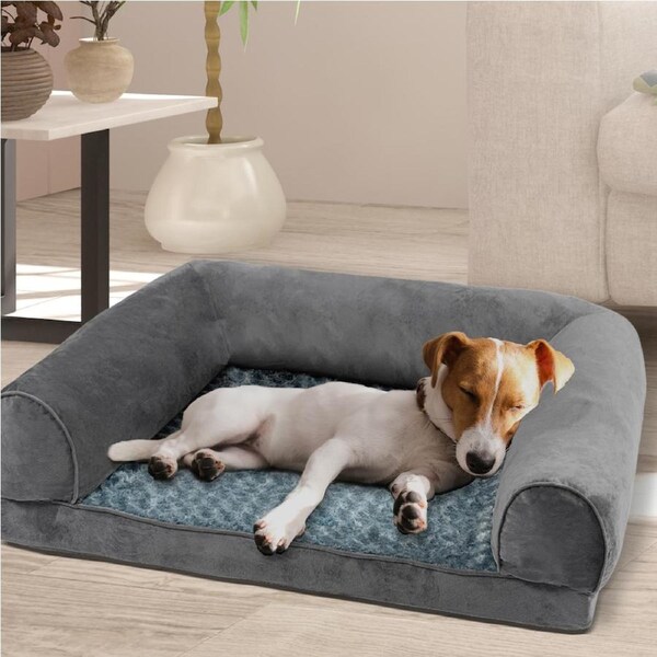 Pawz Pet Calming Bed Memory Foam Orthopedic Dog Sofa Washable Cover Extra Large Grey Cover Only / XXL (125x 100 x 26.7cm)