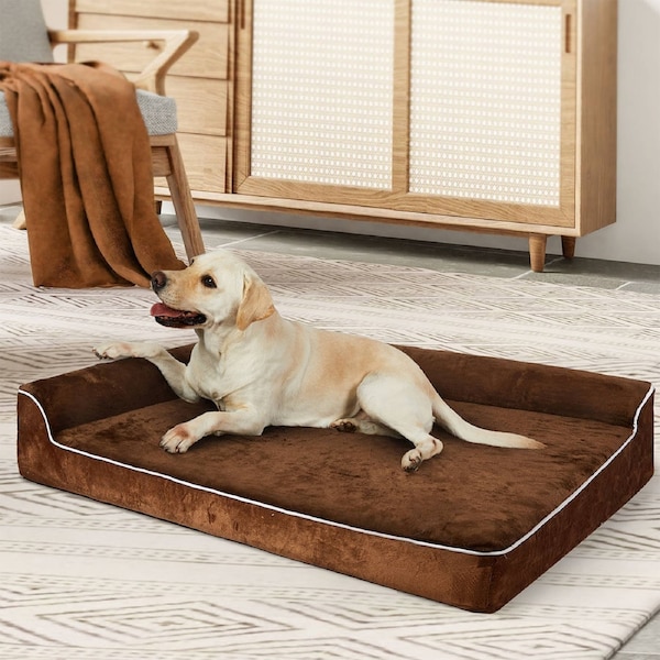 Pawz Orthopedic Dog Bed Memory Foam Cushion Cat Calming Mat Washable Extra Large Coffee / XXL (122cm x 89cm x 19cm)