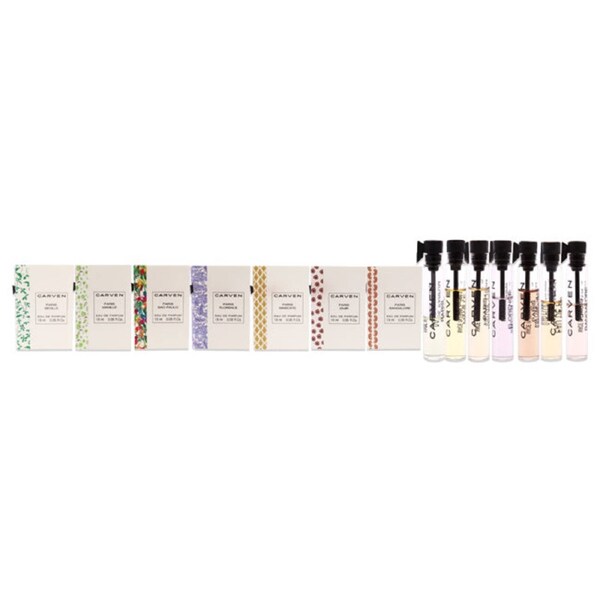 Carven Collection Mini Sampler Set by Carven for Women - 7 Pc Sampler Set 0.05 Seville, 0.05 Manille, 0.05 Sao Paulo, 0.05 Florence, 0.05 Mascate, 0.05 Izmir, 0.05 Bangalore 7 x 1.5 ml