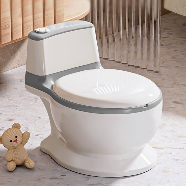 Bopeep Kids Potty Trainer Seat, Non-Slip Baby Toilet with Removable Bucket - Pink/Grey Grey