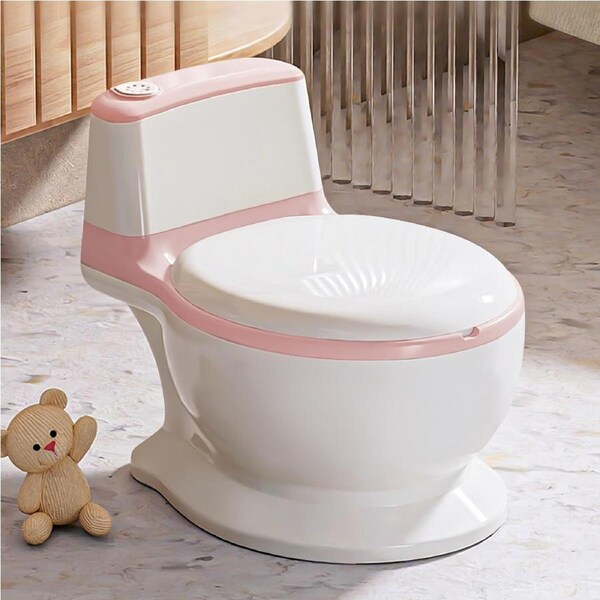 Bopeep Kids Potty Trainer Seat, Non-Slip Baby Toilet with Removable Bucket - Pink/Grey Pink