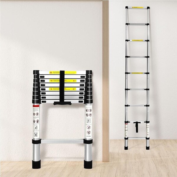 Telescopic Ladder Step Aluminium Extension Portable MultiPurpose 2.6m / Silver