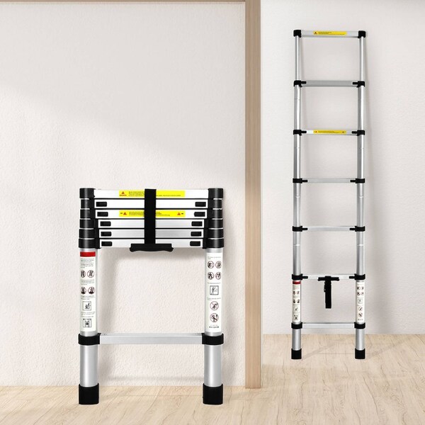 Telescopic Ladder Step Aluminium Extension Portable MultiPurpose 3.2m / Silver