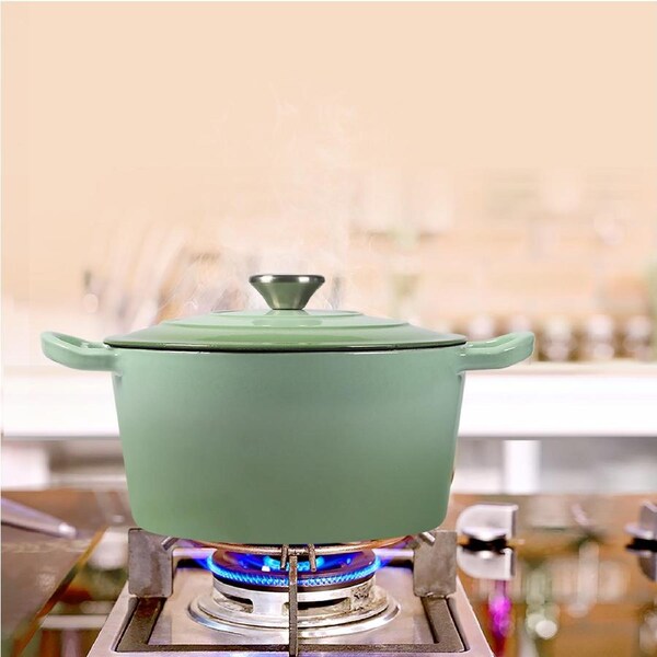 Toque Enamel Dutch Oven Cast Iron Frying Pan Casserole Pot Slow Cook Lid 3.5L 4L 4L Pot / Green